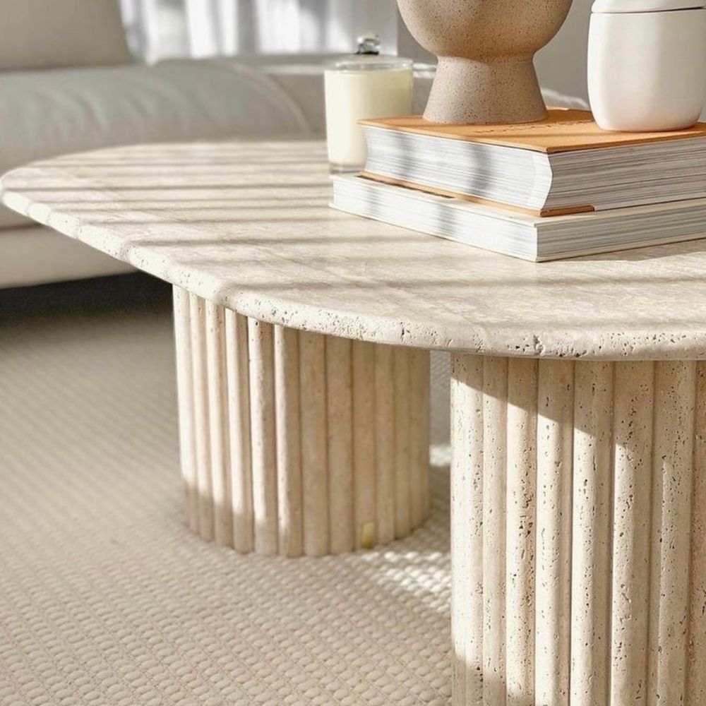 Travertine Fluted Leg Coffee Table