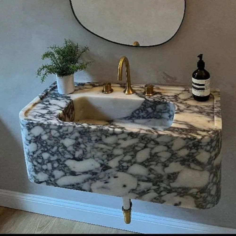 Calacata Viola Solid Marble Bathroom Sink