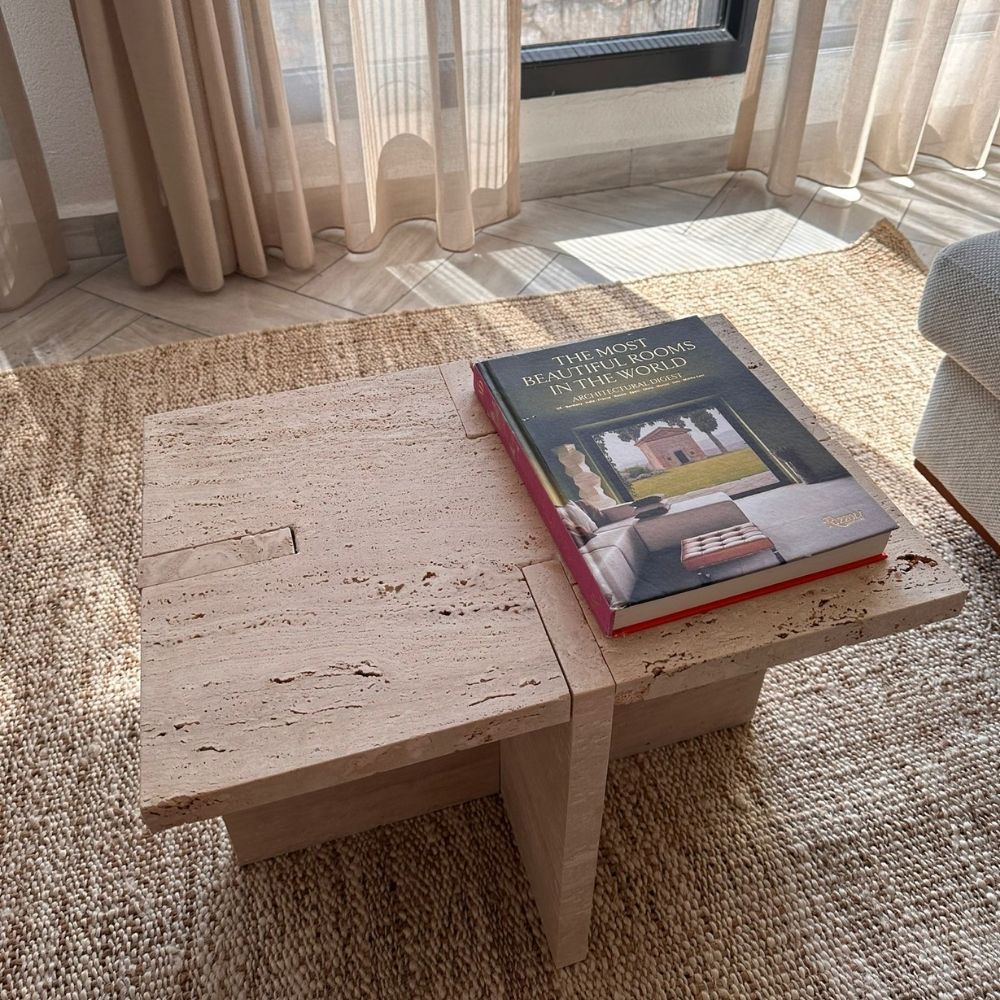 Travertine Side Table
