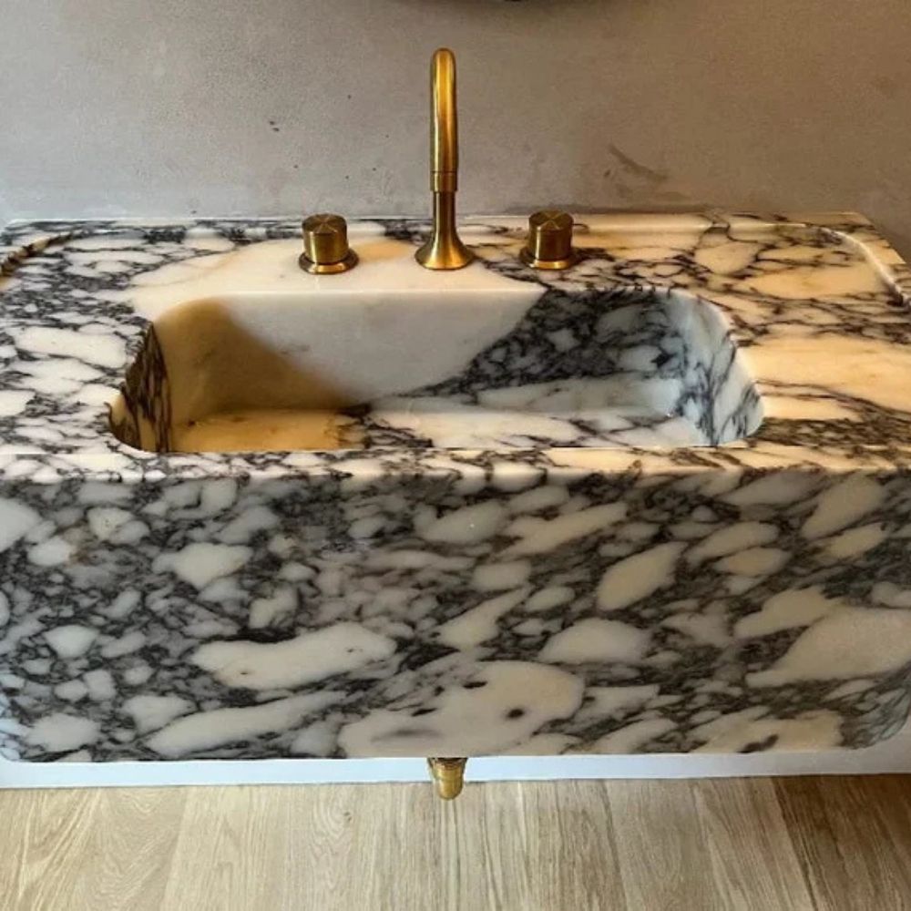 Calacata Viola Solid Marble Bathroom Sink