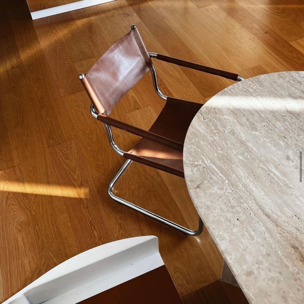 Selena Oval Travertine Dining Table