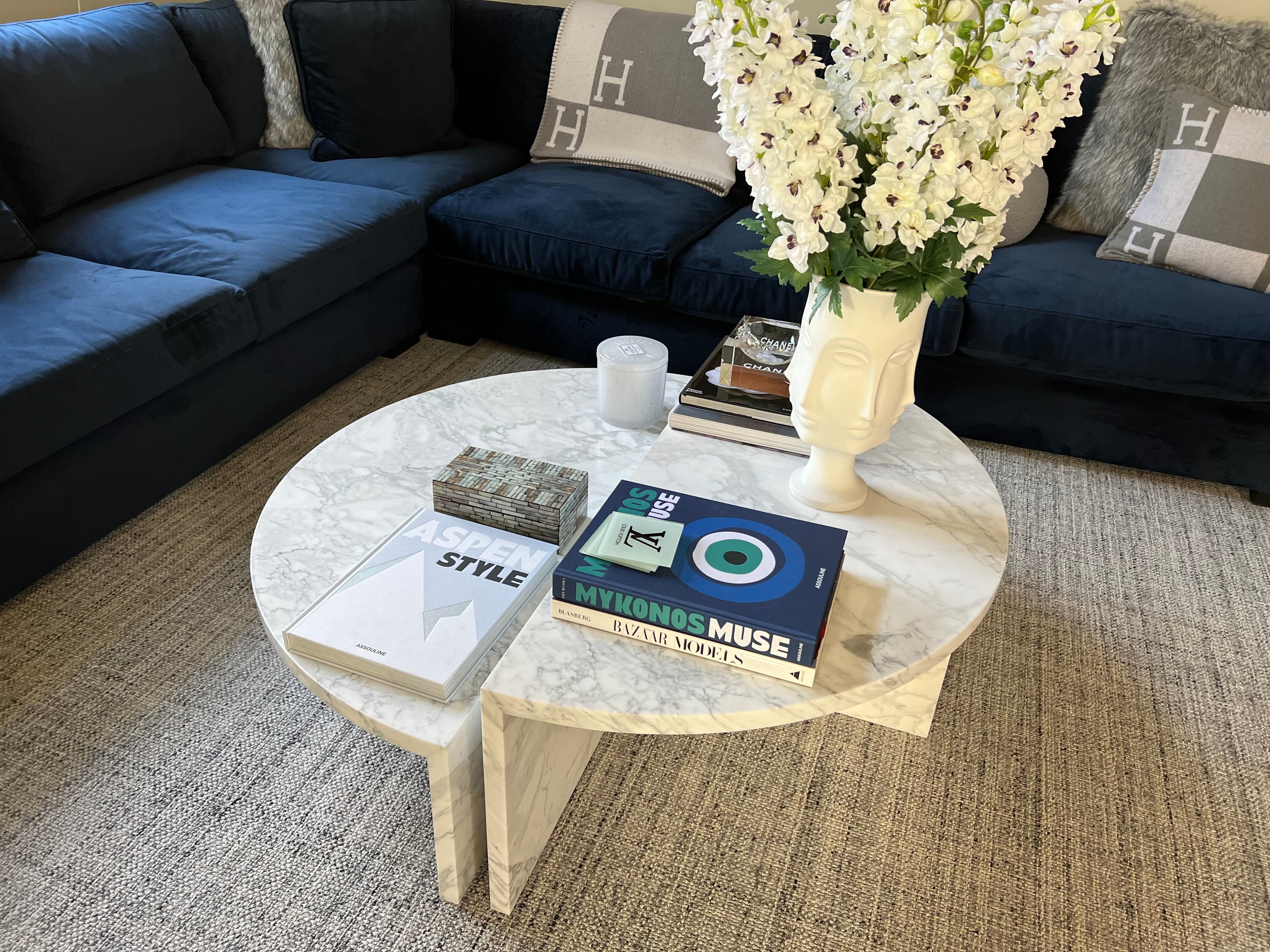 Half Moon Shape Marble Coffee Table