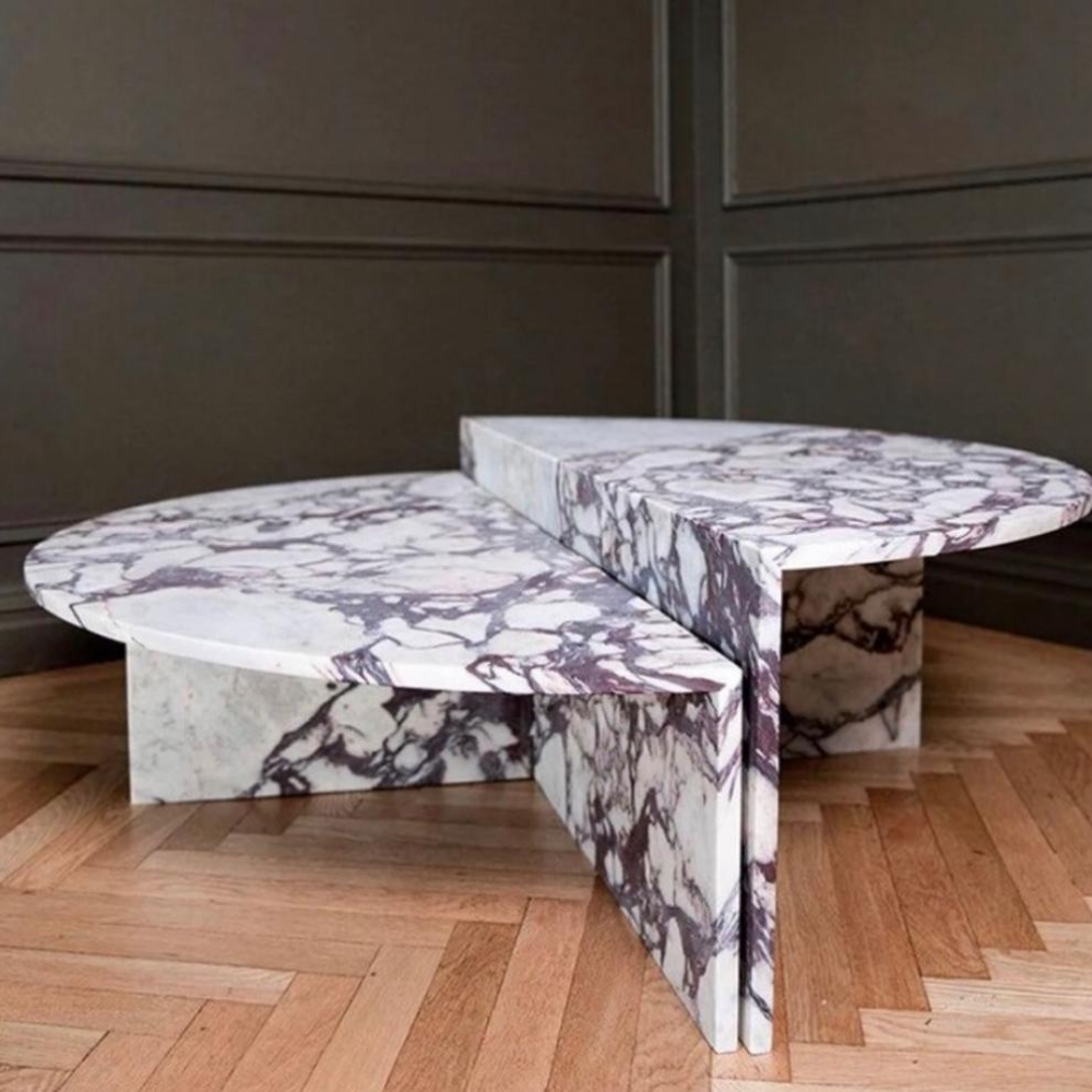 Half Moon Shape Marble Coffee Table