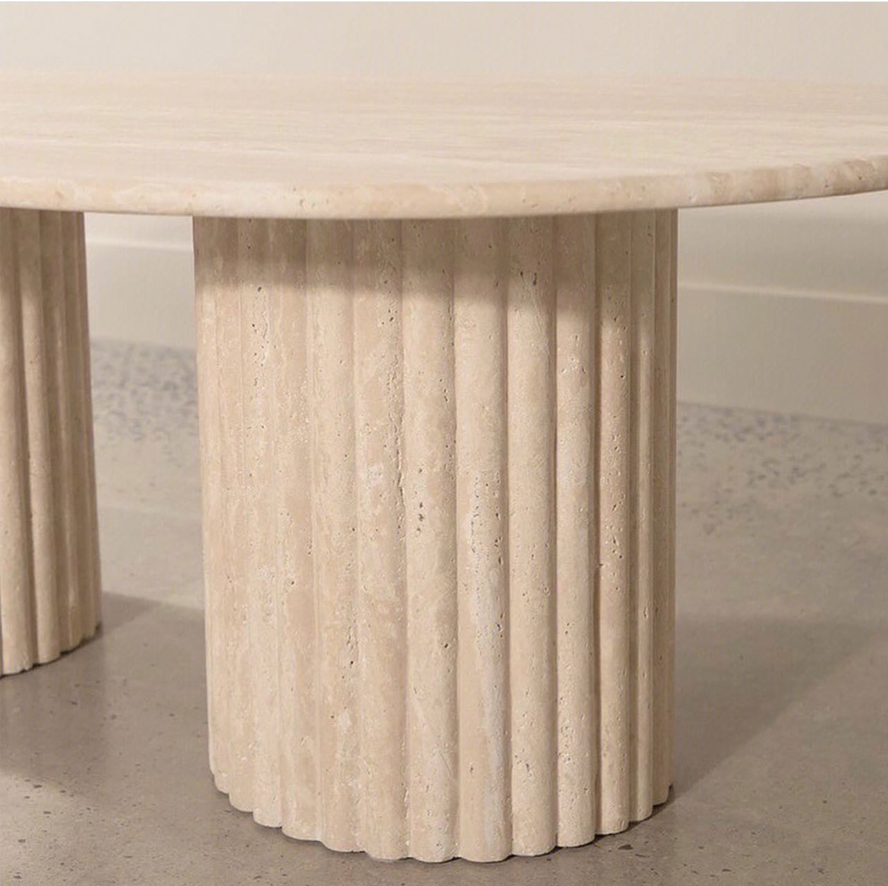Travertine Fluted Leg Coffee Table
