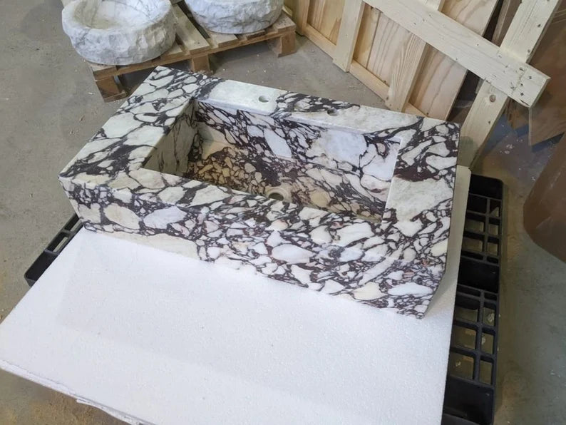 Calacatta Viola Marble Sink Wall Mounted
