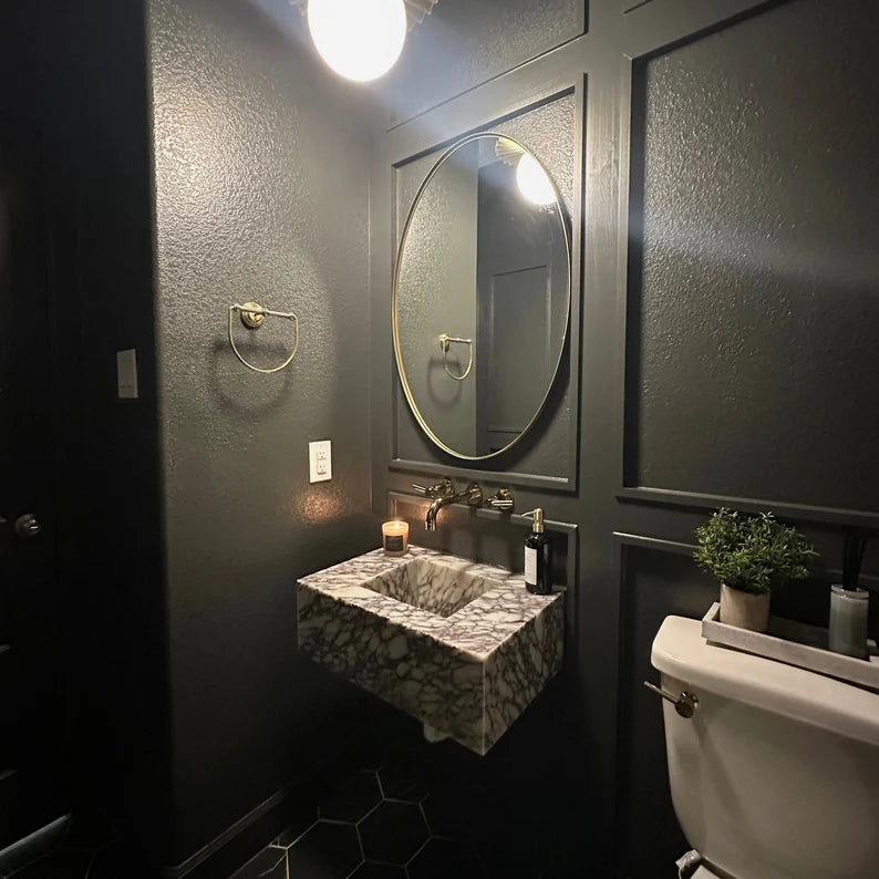 Calacatta Viola Marble Sink Wall Mounted