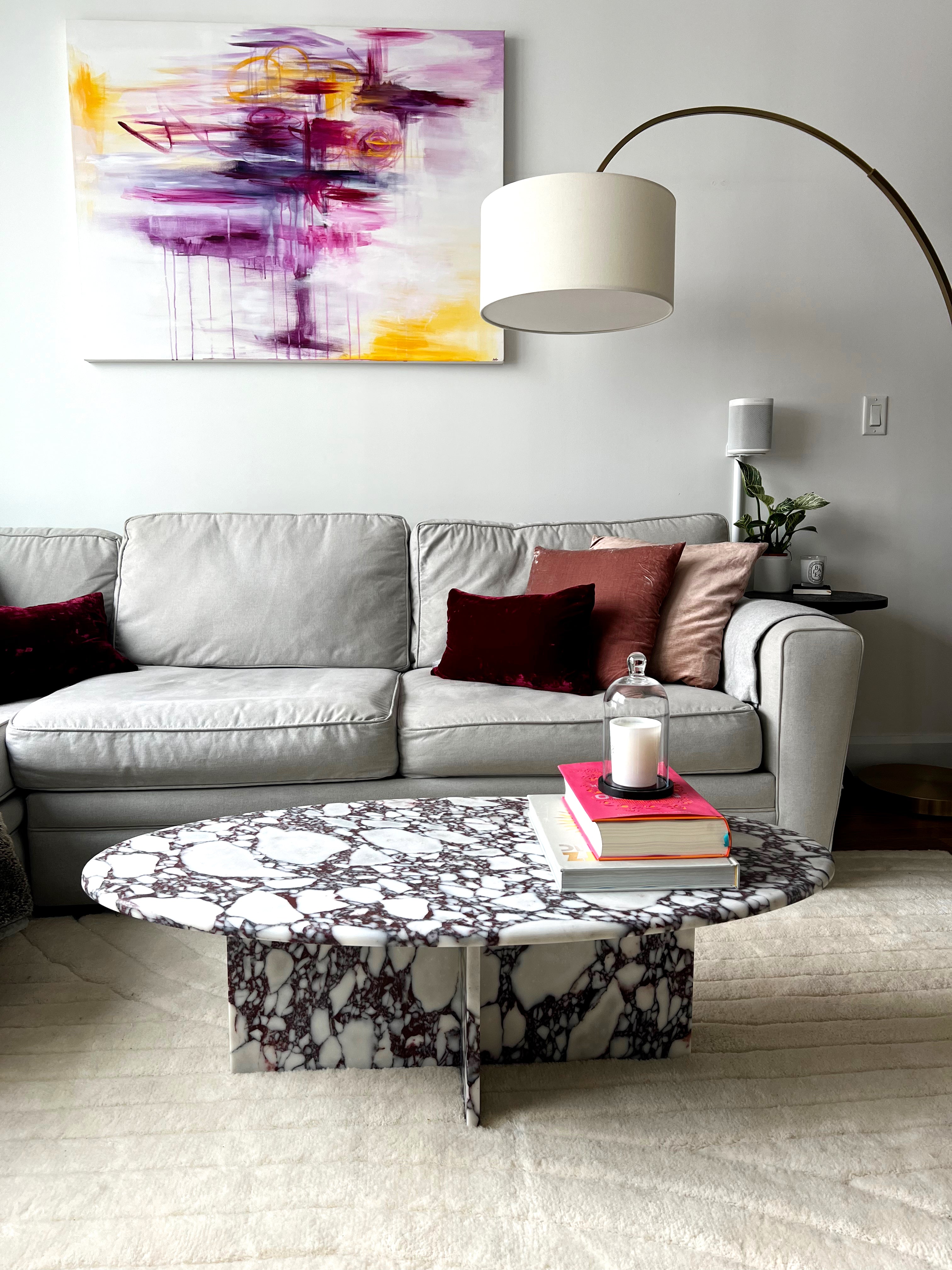 Oval Shape Calcutta Viola Coffee Table