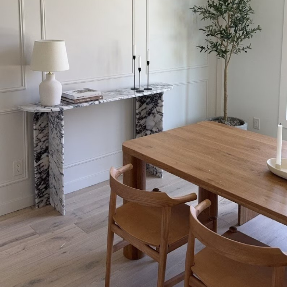 Calacatta Viola Marble Console T Leg Table | Marble & Home