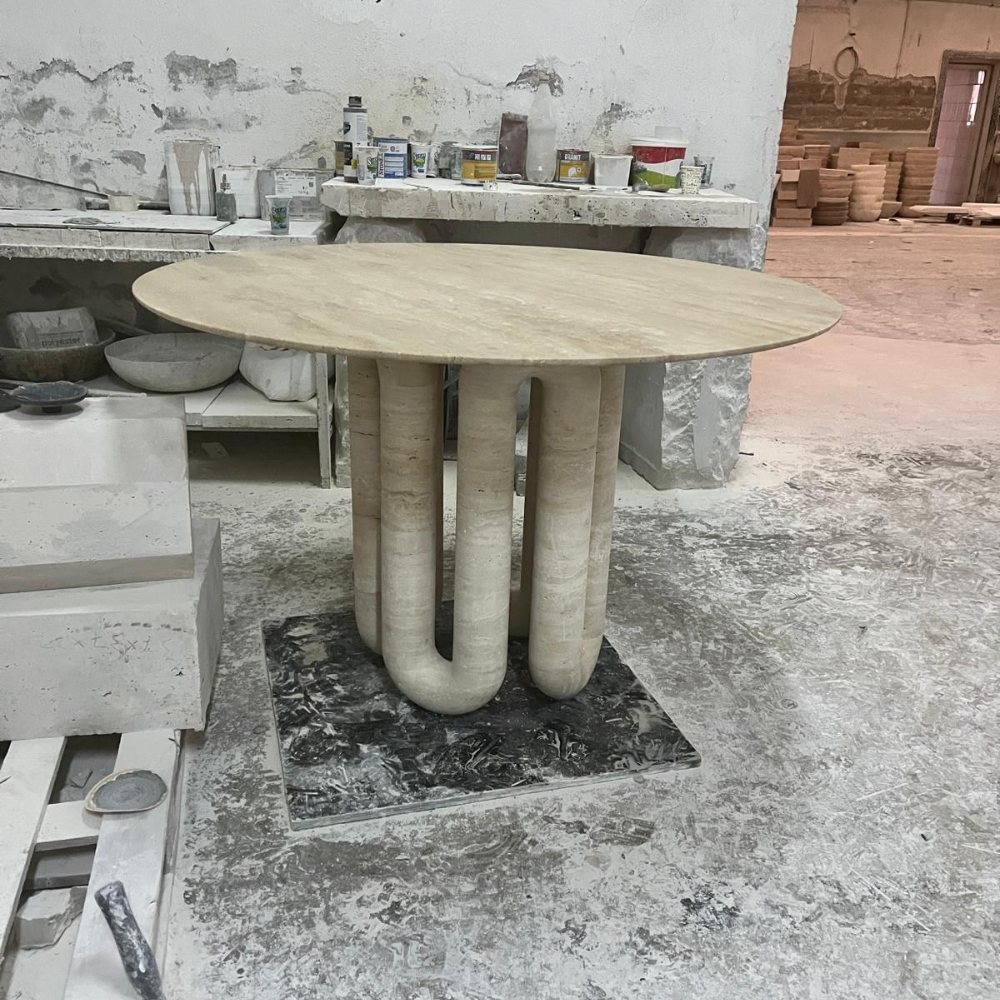 Bespoke Travertine Solid Round Dining Table