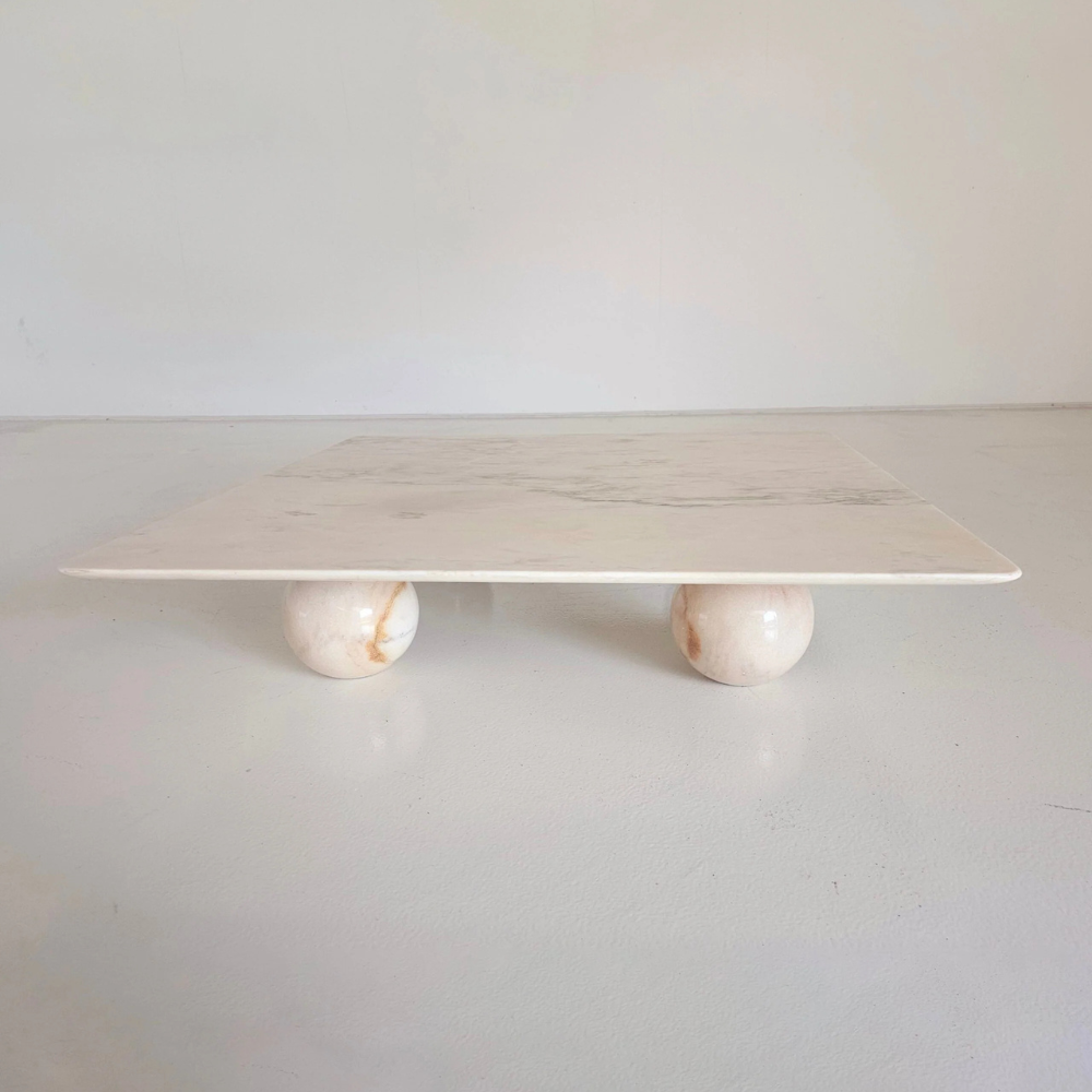 Onyx Marble Sphere Legs Coffee Table