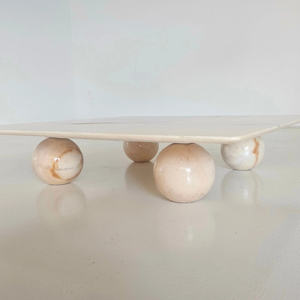 Onyx Marble Sphere Legs Coffee Table
