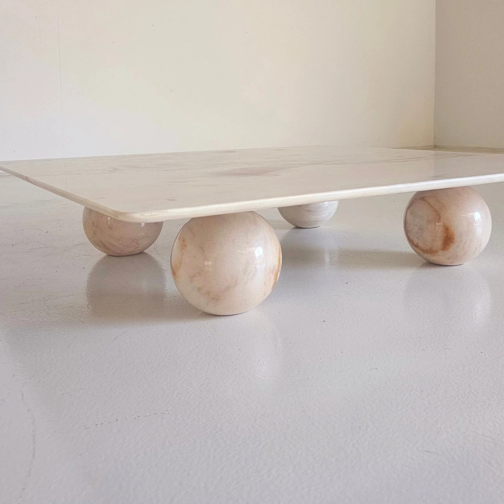 Onyx Marble Sphere Legs Coffee Table