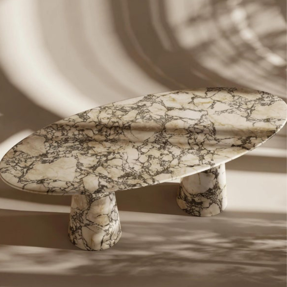 Oval Design with Two Pedestal Leg Dining Table