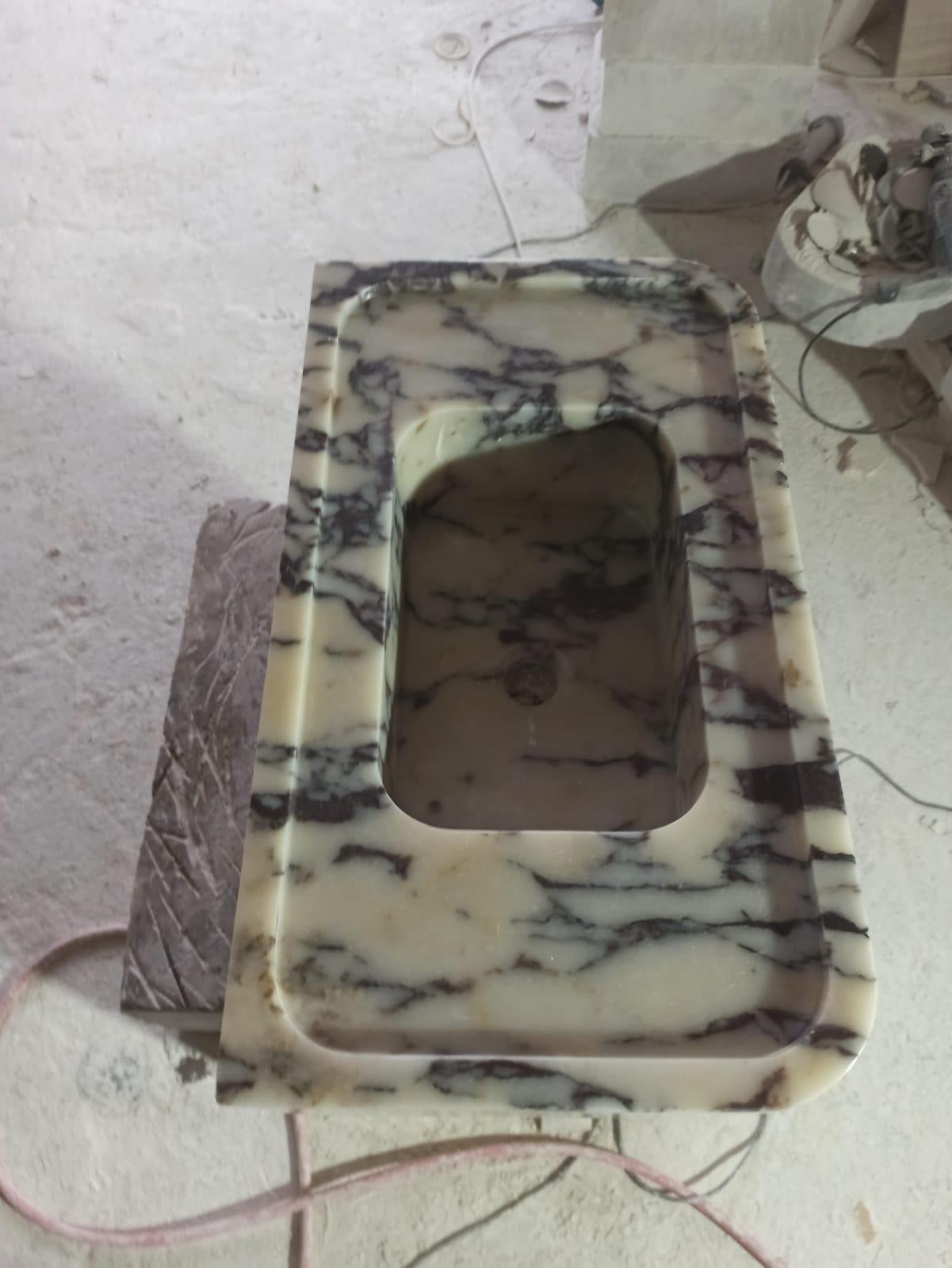 Calacata Viola Solid Marble Bathroom Sink