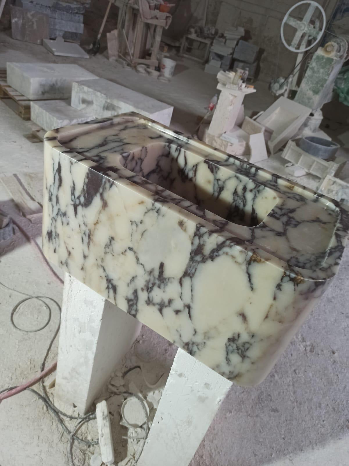 Calacata Viola Solid Marble Bathroom Sink