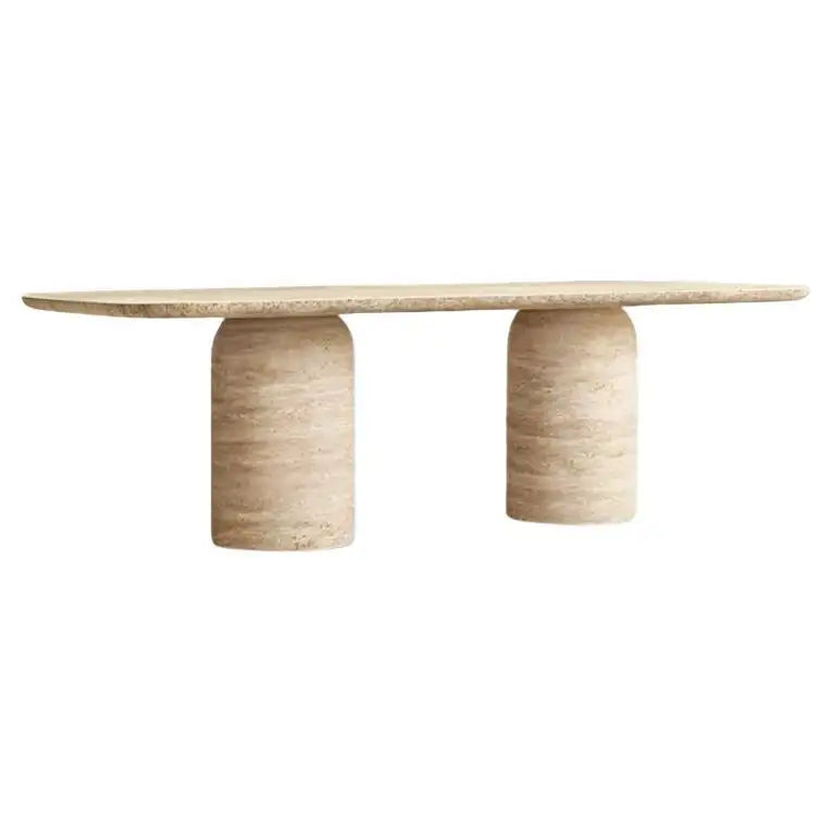 Travertine Conic Shape Leg Dining Table