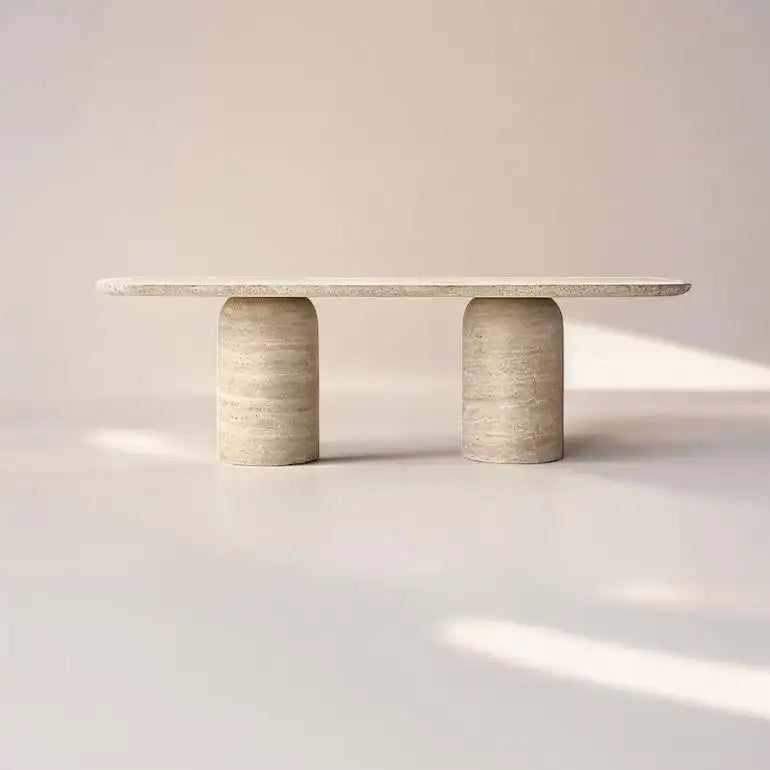 Travertine Conic Shape Leg Dining Table