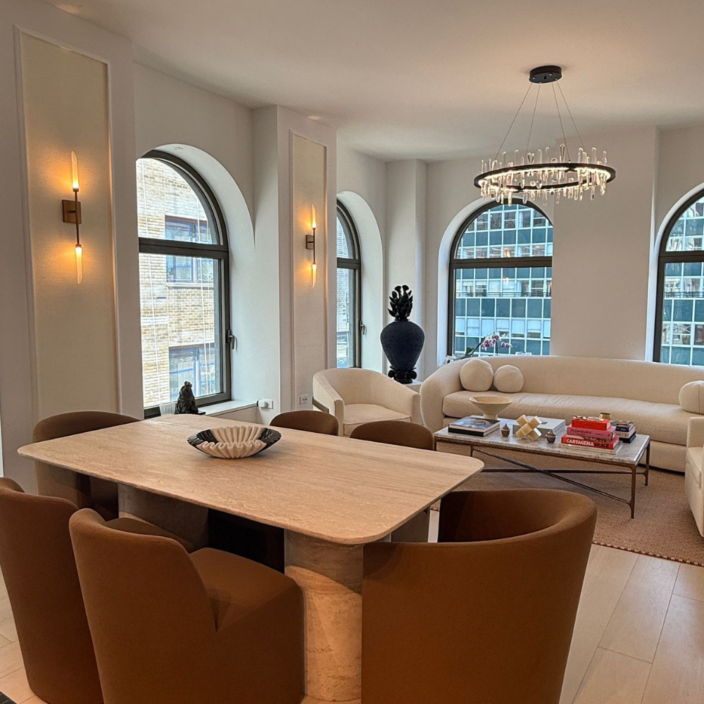 Travertine Conic Shape Leg Dining Table