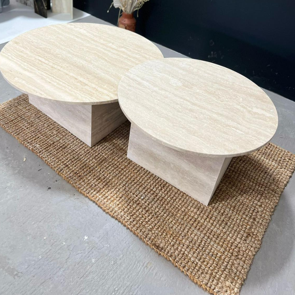 Onno Travertine Nesting Coffee Table Set