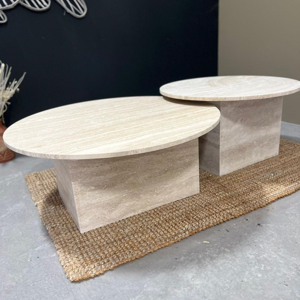 Onno Travertine Nesting Coffee Table Set