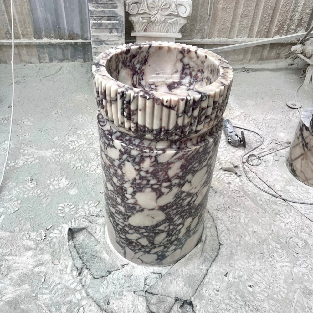 Calacata Viola Marble Freestanding Pedestal Sink