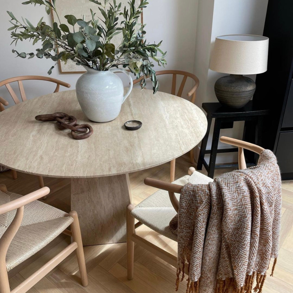 Natural Stone Travertine Round Dining Table