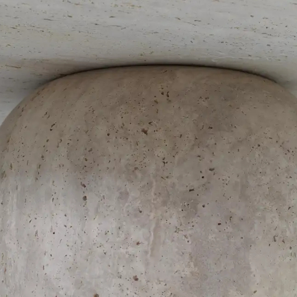 Mid-Century Modern Travertine Round Dining Table