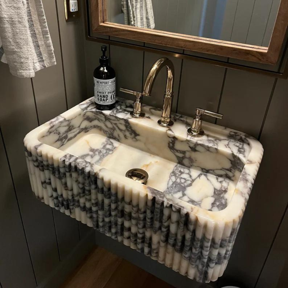 Calacatta Viola Fluted Design Bathroom Sink